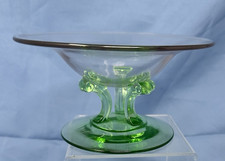 FOSTORIA Art Deco Glass Compote George SAKIER #2433 Uranium Green base 3