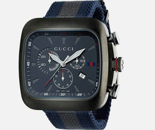 RARE Genuine GUCCI Coupe 44mm Chronograph Blue Grey Square Mens Watch YA131203 picture