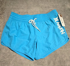 NWT Hurley Women’s  Blue Board Shorts Swim Trunks M Drawstring Mesh Lined Pocket picture