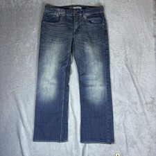 BKE Buckle Jean Jake Straight Leg Men 32 Dark Wash Thick Stitch Blue Denim picture