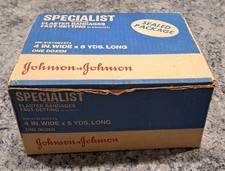 Vtg Johnson&Johnson Specialist FastSet 4inX5Yd Plaster Bandages Open.  picture