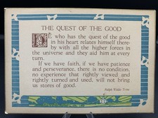 Vintage Antique Motto Card The Quest of the Good Ralph Waldo Trine Lithograph picture