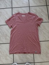 Carhartt Pink Solid Cotton Knit V-Neck Short Sleeve Logo Women's T-Shirt M  picture