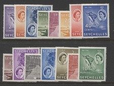 SEYCHELLES - 1954 ORIGINAL SET OF 15 VALUES MINT (MLH) SG.174-188 (REF.G7) picture