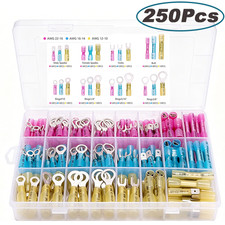 250Pcs Heat Shrink Butt Wire Connectors Waterproof Crimp Splice Terminal Kit picture