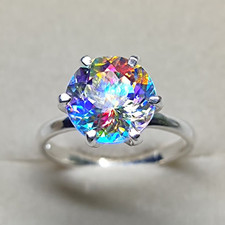 6 Ct Natural GIE Certified Bi-Color Mystic Ring 925 Silver Ring Size 7 Gemstone picture