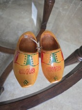 Dutch Vintage Wooden Clogs Hand-Painted, Hand-Carved 6.5