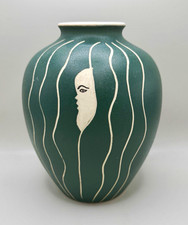 Vintage 1970s Waylande Gregory Studios Silhouette Art Deco Ceramic Pottery Vase  picture
