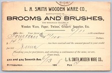 K30/ Pittsburgh Pennsylvania Postcard c1898 Smith Wooden Ware Brooms  7 picture