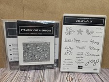 Stampin' Up JOLLY HOLLY Stamps & Dies and HYBRID Embossing Folder CHRISTMAS picture