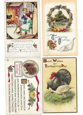 Lot of 4 Vintage Thanksgiving Day Postcards Children - Turkeys 1906-1910 Embossd picture