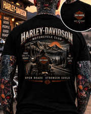 Harley-Davidson Open Roads Stronger Souls T-Shirt Washed Tee Comfort Colors Gift picture