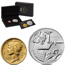 2026 Best of the Mint 1916 Mercury Dime Gold Coin and Silver Medal Set w/ OGP picture