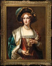 Hand Painted Oil Painting Old Master-Art Antique style female Noblewoman Canvas picture