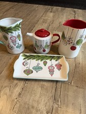 Spectrum Designz Ornament Decorative Platter, teapot, small & large pitcher, nwt picture