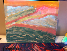 Sunset Tides Original Abstract Acrylic Painting on Canvas Ocean Modern Wall Art✨ picture