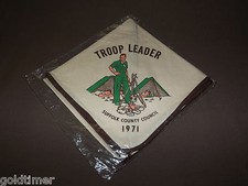 VINTAGE BSA BOY SCOUTS OF AMERICA  NECKERCHIEF 1971 TROOP LEADER SUFFOLK COUNTY picture