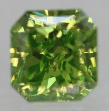 Cert 0.46 Carat Vivid Green VVS2 Radiant Natural Enhanced Diamond 4.18x3.95mm picture