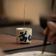 5.6cm Imitation Song Ru Kiln Porcelain Handpainted Incense Burner Zen Censer picture