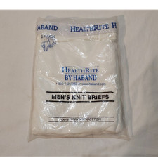Haband HealthRite Men's Knit Cotton Brief Underwear White 2-Pack 4X 54-56 830 picture