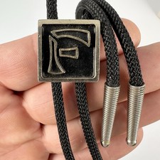 50s Vintage Mid-Century Gold Tone Texas Initial “F”￼Western Bolo Tie picture