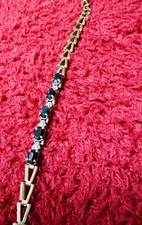 Vintage Women’s 10k Yellow Gold Sapphire Tennis Bracelet Fine Antique Jewelry  picture