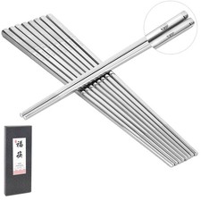 Premium 316L Stainless Steel Chopsticks Set (5 Pair silver) - Reusable Metal ... picture