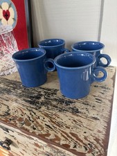 Fiesta Ware Mugs O-Ring Handle Retired Peacock Blue Set of 4 picture
