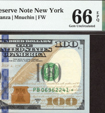 2017A $100 NEW YORK * STAR * ⭐️ FRN. PMG GEM Uncirculated 66 EPQ Banknote. picture