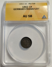 Germany-Frankfurt Am Main 1 Kreuzer 1862 AU58 ANACS silver 1B picture
