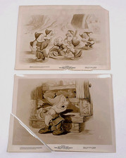 Lot of 2 Vtg 1938 Disney Snow White 7 Dwarfs Promo Photos 8x10 Kay Kamen ~ COND. picture