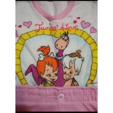 Vintage 70s 80s Pebbles Bamm Bamm Dino Two Piece Set Top Pants Pink picture