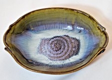 BILL CAMPBELL Pottery Drip Glaze OVAL Shaped Centerpiece Bowl 8” long picture