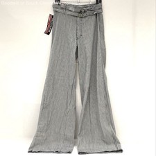 NWT Vintage Brittania Blue White Striped Cotton Wide Leg Jeans Womens Sz 33 Long picture