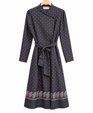FRENCH DESIGNER VINTAGE Size 12 1970s LANVIN Paris New York Floral Belted Dress picture