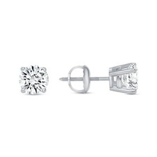 1.5 Ct Round Lab Created Grown Diamond Earrings 14K White Gold F/VS Basket Screw picture