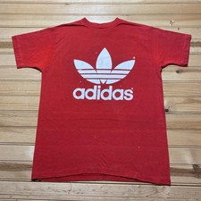 Vintage 80s Adidas Trefoil Logo Double Sided Sports Graphic T-Shirt USA - Medium picture