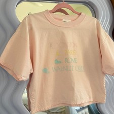 Brindar Sport Vintage Pastel Euro Vacation Cropped Cotton Tee Pink Small picture