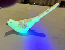 Fenton Hand Painted Ultraviolet Yellow Glass Bird Figurine picture