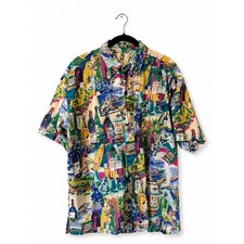 Kahala Men's Vacation Shirt Sz M Wine Napa Valley Print Camp Resort VTG Travel picture