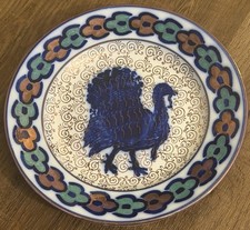 Antique Sarreguemines France Dindon Turkey Faience Plate 8.75