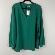 Soft Surroundings Popover Blouse Size Large Green V Neck Tunic picture