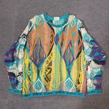 Coogi Size XL Sweater Mens 3D Knit Multicolor Abstract Cotton Australia Vintage picture