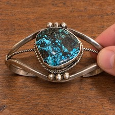 1950s Turquoise Navajo Silver Cuff Bracelet picture