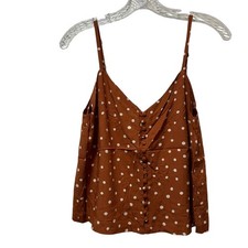 Madewell Women's 2 Tank Top Button Front Cami Inkspot Dots Orange Brown picture
