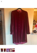 Eileen Fisher Velvet Button-Front Dress Burgundy Long Sleeve size SP picture