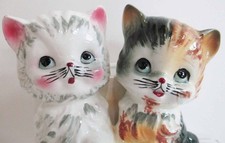 Vintage Japan Ceramic Pair of Cats Planter Lefton Kitschy Cute 1950s picture