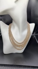 Vintage 1940s Graduated 4-Strand Faux Pearl Necklace – Champagne/Ivory Color – 1 picture
