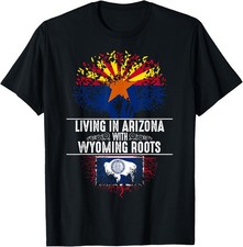 Arizona Home Wyoming Roots State Tree Flag Love Gift T-Shirt picture