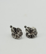 Vintage Ming's of Honolulu Sterling Silver Hibiscus Flower Screwback Earrings picture